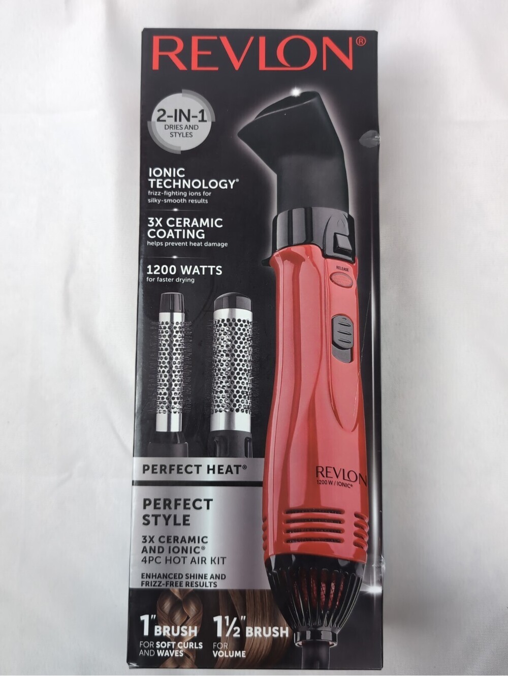 Revlon Perfect Heat Dryer Ceramic & Ionic Hair Dryer 1" /1 1/2" Frizz Fighting